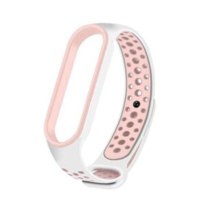 Λουράκι OEM Silicone Strap For Xiaomi Mi Band 5/6 White-Pink With Dots