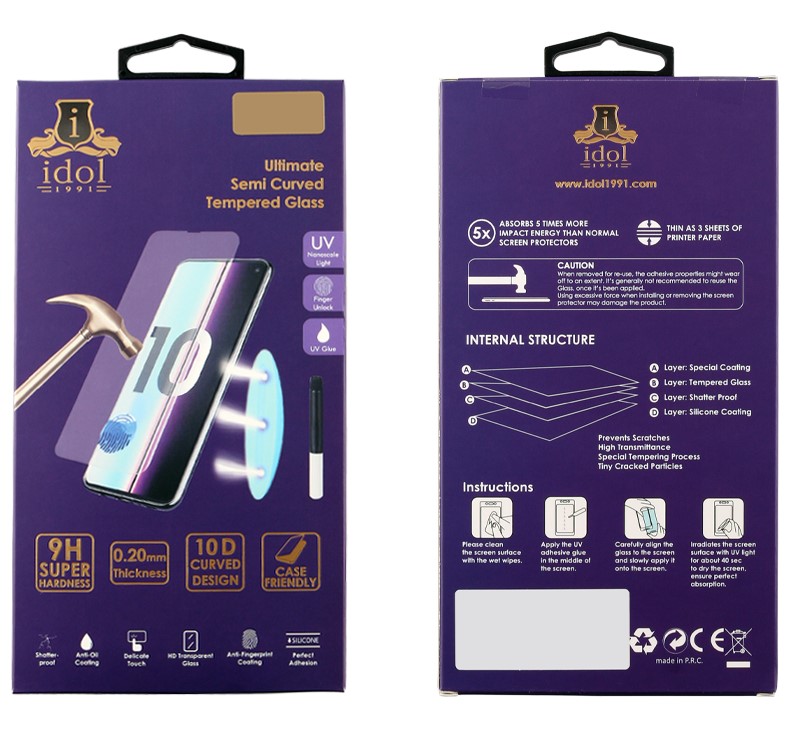 Προστασία Οθόνης Κινητού Idol 1991 Tempered UV Glass For Samsung Galaxy Note 10 Plus N975F 6.8" 9H 0.20mm 10D Semi with Glue-Tool Finger Unlock Full Cover Transparent