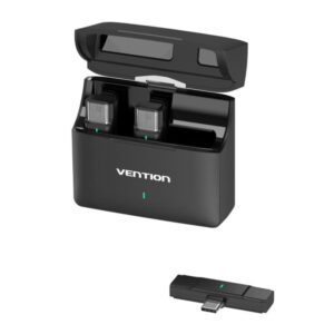 Μικρόφωνο Vention (2 pack) Wireless Lavalier Microphones (NCAB0) - Type-C, ANC, Dual Channel Recording, with Charging Case Black