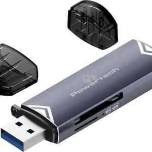 Powertech Card Reader για SD & micro SD USB 3.2 5Gbps Grey
