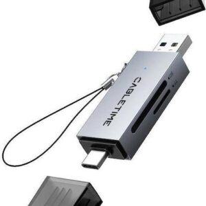 Card Reader Cabletime USB 3.0 Type-C για SD/microSD Γκρι