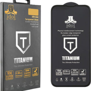 Προστασία οθόνης κινητού Idol 1991 Tempered Glass iPhone 15 Plus 6.7'' 9H 0.25mm Titanium Semi Curved Full Glue Black