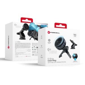 ΣΥΜΒΑΤΗ ΜΟΝΟ ΜΕ iPhone Βάση-Φορτιστης Κινητού Forcell F-GRIP Cool Mag for Windshield / Air Vent Wireless Charging MagSafe/Qi2 15W Black Με τεχνολογία ψύξης
