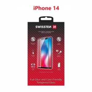 Προστασία οθόνης κινητού Swissten iPhone 14 Tempered Glass Full Glue Case Friendly Black