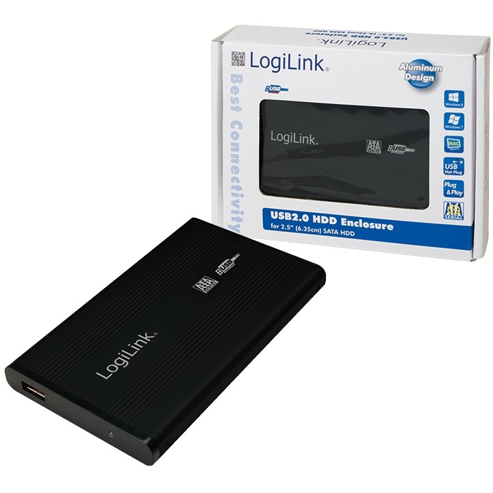 Εξωτερική Θήκη Σκληρού Δίσκου LogiLink GEH2.5 6cm SATA USB2 Alu Black