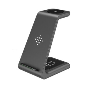 Φορτιστής κινητού Techsuit Wireless Charging Station 3in1 (T3) - for Phone / AirPods /Galaxy Watch, 10W with Cable Type-C Black