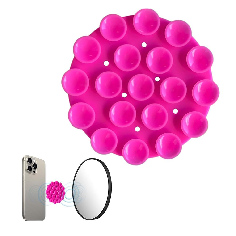 Techsuit Phone Holder Suction Pad for Selfies, Silicone, Adhesive Mount, Round Shape Pink