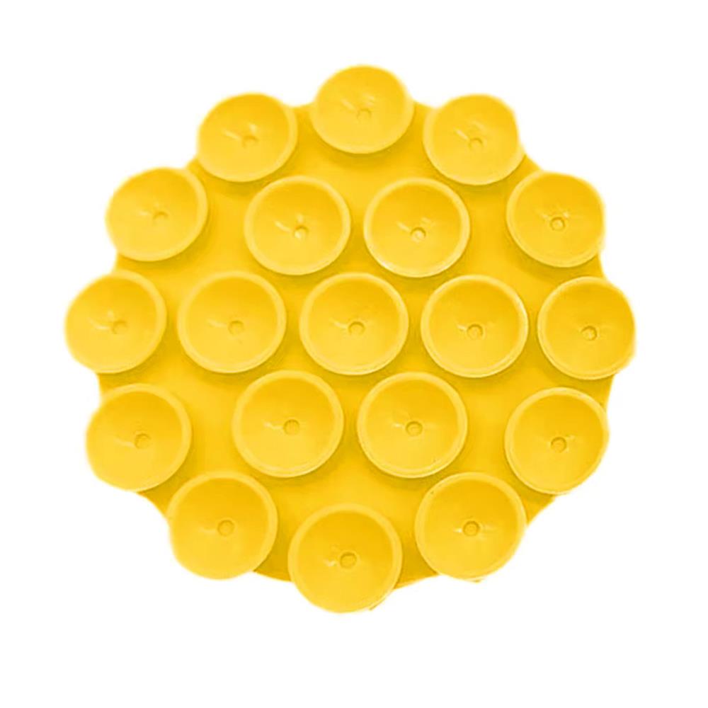 Techsuit Phone Holder Suction Pad for Selfies, Silicone, Adhesive Mount, Round Shape Yellow