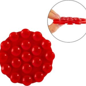 Techsuit Phone Holder Suction Pad for Selfies, Silicone, Adhesive Mount, Round Shape Red