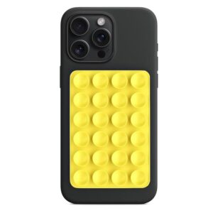 Techsuit Phone Holder Suction Pad for Selfies, Silicone, Adhesive Mount, Rectangular Shape Yellow