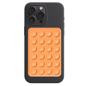 Techsuit Phone Holder Suction Pad for Selfies, Silicone, Adhesive Mount, Rectangular Shape Orange
