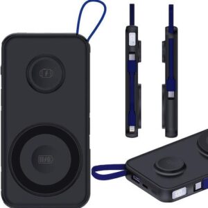 Powerbank 3mk PastelUp USB-A/USB-C/Lightning, MagSafe/Qi, 10.000mAh, 22.5W, Aluminum Black