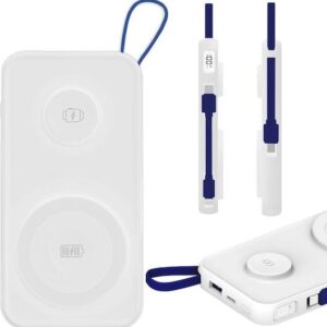 Powerbank 3mk PastelUp USB-A/USB-C/Lightning, MagSafe/Qi, 10.000mAh, 22.5W, Aluminum White
