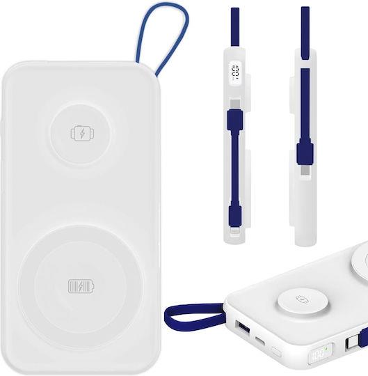 Powerbank 3mk PastelUp USB-A/USB-C/Lightning, MagSafe/Qi, 10.000mAh, 22.5W, Aluminum White