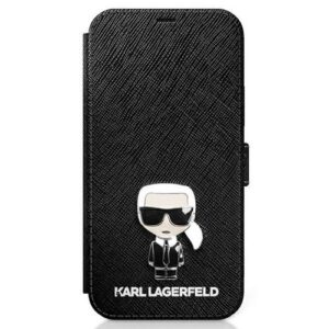 Θήκη κινητού Karl Lagerfeld For iPhone 12 mini 5,4" black book Saffiano Ikonik Metal