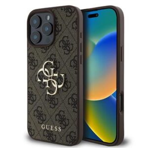 Θήκη κινητού Guess PU 4G Metal Logo for iPhone 16 Pro Brown