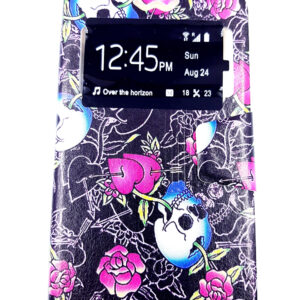 Θήκη Kινητού Universal 4,8-5,3 Inch  Book Case Black Flower