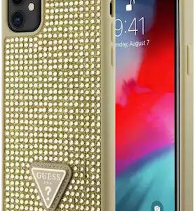 Θήκη κινητού Guess Rhinestones Triangle Metal Logo for iPhone 11 Gold