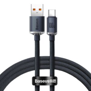 Baseus Cable USB to Type C PD100W Power Delivery Crystal Shine 1,2m Black