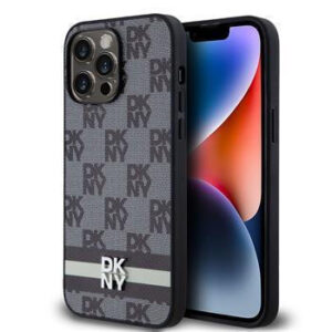 Θήκη Κινητού DKNY Leather Checkered Pattern and Stripe for Apple iPhone 15 Pro Max TPU Black