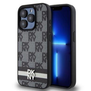 Θήκη Κινητού DKNY Leather Checkered Pattern and Stripe for Apple iPhone 14 Pro TPU Black