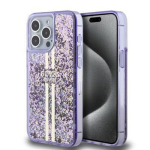 Θήκη Κινητού Guess Liquid Glitter Gold Stripe for Apple iPhone 15 Pro Max TPU Purple