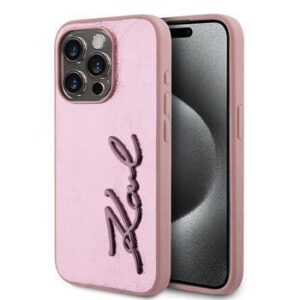 Θήκη κινητού Karl Lagerfeld d Wrinkled PU Signature Logo for Apple iPhone 15 Pro Max TPU Pink