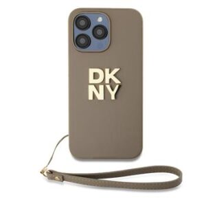 Θήκη κινητού DKNY PU Leather Stack Logo Wrist Strap for iPhone 15 Pro Beige