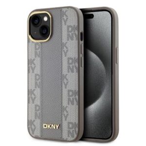 Θήκη κινητού DKNY PU Leather Checkered Pattern Magsafe for iPhone 15 Beige