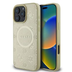 Θήκη κινητού Guess Saffiano Peony Stamp MagSafe for iPhone 16 Pro Max Gold