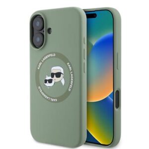 Θήκη κινητού Karl Lagerfeld Liquid Silicone K&CH Heads MagSafe for iPhone 16 Khaki