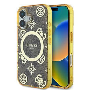 Θήκη κινητού Guess IML 4G Peony MagSafe for iPhone 16 Brown