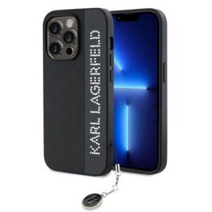 Θήκη κινητού Karl Lagerfeld PU Saffiano Rhinestone Charm for iPhone 14 Pro Black