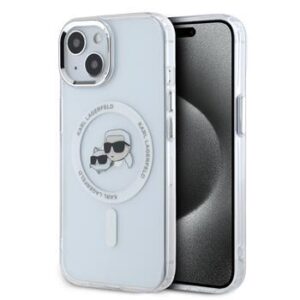 Θήκη κινητού Karl Lagerfeld IML K&CH Heads Metal Frame MagSafe for iPhone 15 Transparent