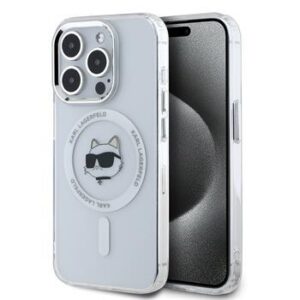 Θήκη κινητού Karl Lagerfeld IML Choupette Head Metal Frame MagSafe for iPhone 15 Pro Max Transparent