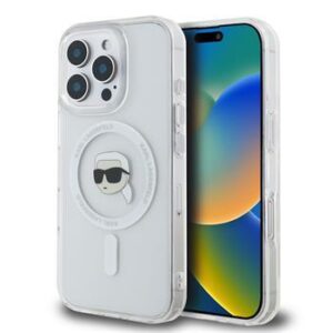 Θήκη κινητού Karl Lagerfeld IML Karl Head Metal Frame MagSafe for iPhone 16 Pro Max Transparent