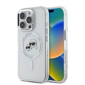 Θήκη κινητού Karl Lagerfeld IML K&CH Heads Metal Frame MagSafe for iPhone 16 Pro Max Transparent