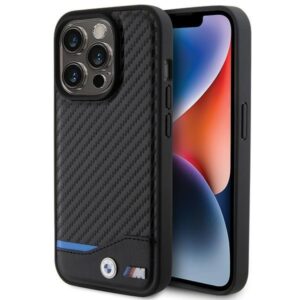 Θήκη κινητού BMW Leather Carbon for iPhone 15 Pro Black