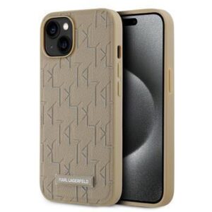Θήκη κινητού Karl Lagerfeld PU Leather Monogram Metal Logo MagSafe for iPhone 14 Beige