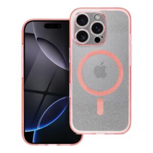 Θήκη κινητού Forcell Clear Mag Cover with Camera Protection Compatible with MagSafe for iPhone 15 Pink Glitter