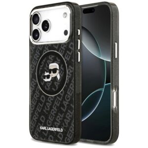 Θήκη κινητού Karl Lagerfeld Glitter MagSafe for iPhone 17 Pro Max Black Karl&Choupette Head