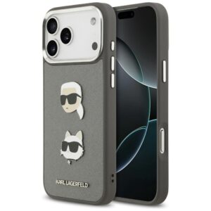 Θήκη κινητού Karl Lagerfeld Hardcase Grained K&C Heads Pins and Logo for iPhone 17 Pro Max Grey