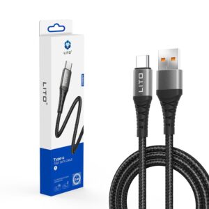 Lito Data Cable USB-A to Type-C, Fast Charging, 2.4A, 1m Black