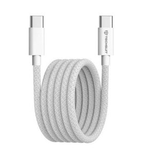 Techsuit Data Cable for Apple, Android, Type-C, Super Fast Charging, PD60W, Flexible, Durable, 1m Gray