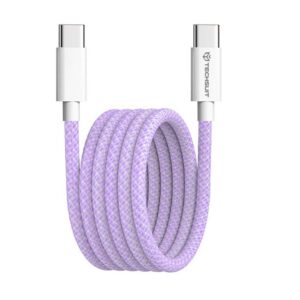 Techsuit Data Cable for Apple, Android, Type-C, Super Fast Charging, PD60W, Flexible, Durable, 1m Purple