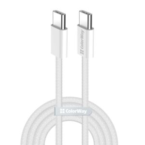 ColorWay Data Cable for MacBook Pro, Type-C to Type-C, PD Fast Charging 60W, 3A, Nylon, 1m Gray