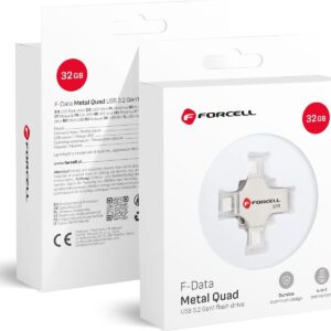 Flash Disk Forcell F-Data 32GB USB 3.2 USB A, Type C, Lightning, Micro USB Silver