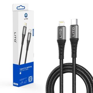 Lito Data Cable Type-C to Lightning, Fast Charging, 27W, 2m Black