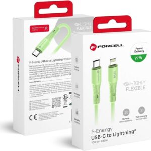 Καλώδιο Forcell F-Energy C346 Type-C to Lighting PD 3A 27W Silicone 1m Green