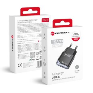 Φορτιστής κινητού Forcell F-Energy GaN III Ultra Slim Type-C PD QC4.0 3A 30W Black
